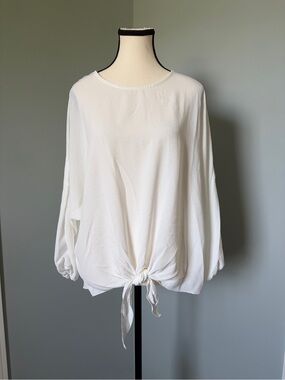 🔥🆕🔥 Moda Elegante White Tie Front Chiffon Blouse